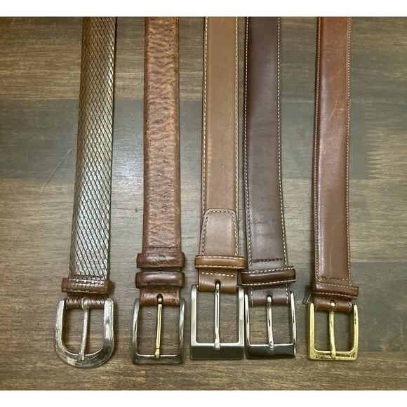 Men's Belt Lot of 5 Trafalgar . Cole Haan, Johnston and Murphy Size 38 - Picture 1 of 4